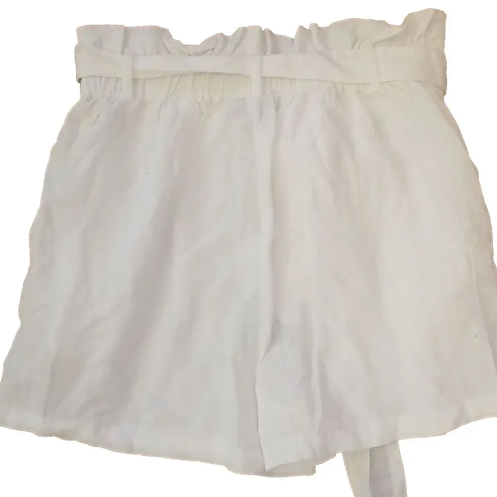 Love Tree NWT Women's Small High Waist Paperbag Shorts White Belted Tencel Boho